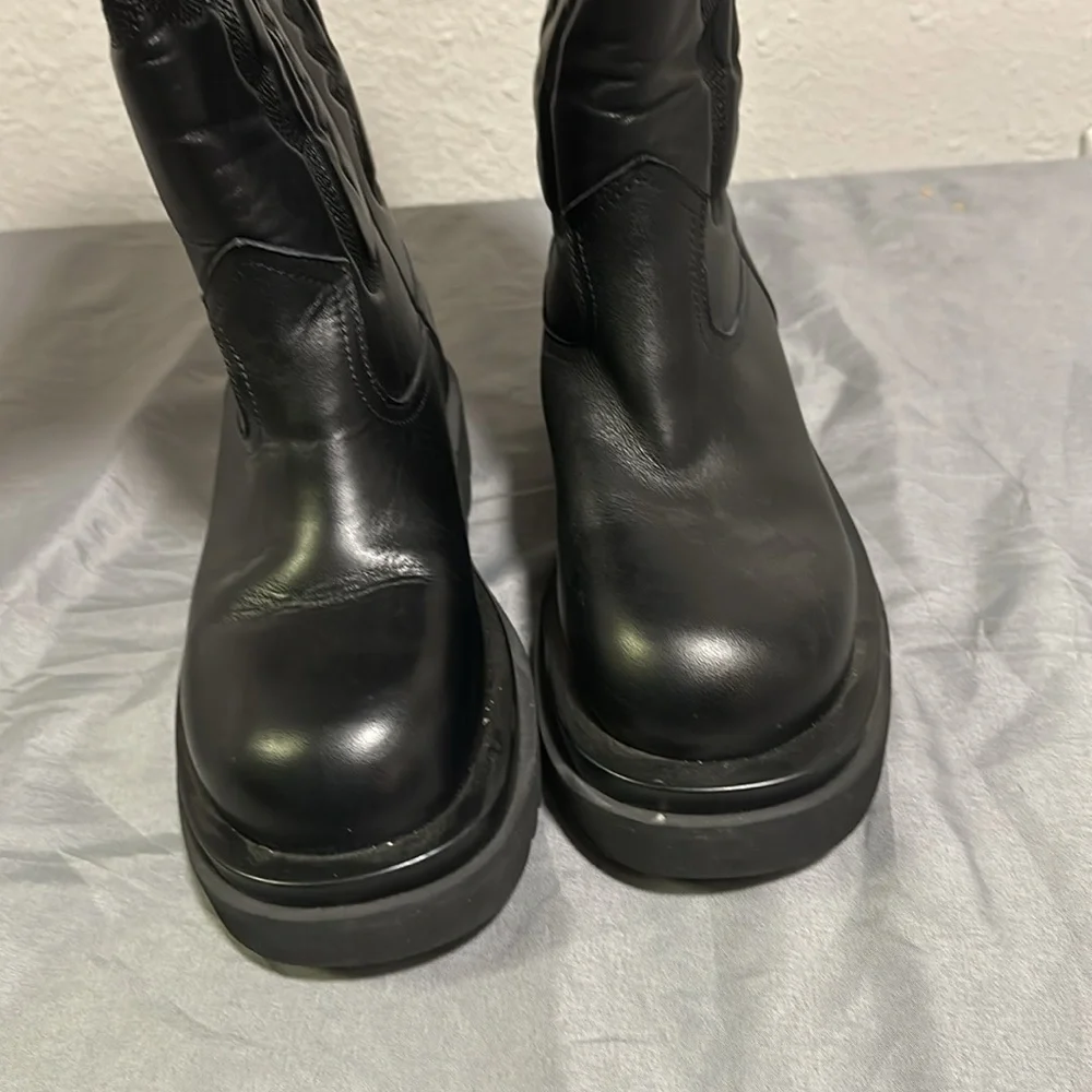 Jeffrey Campbell Black Over-the-Knee Embossed Leather Boots